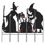 34.5 in. H Set of 5 Halloween Metal Silhouette Witches with Cauldron Yard Stake or Wall Decor (2 Function)