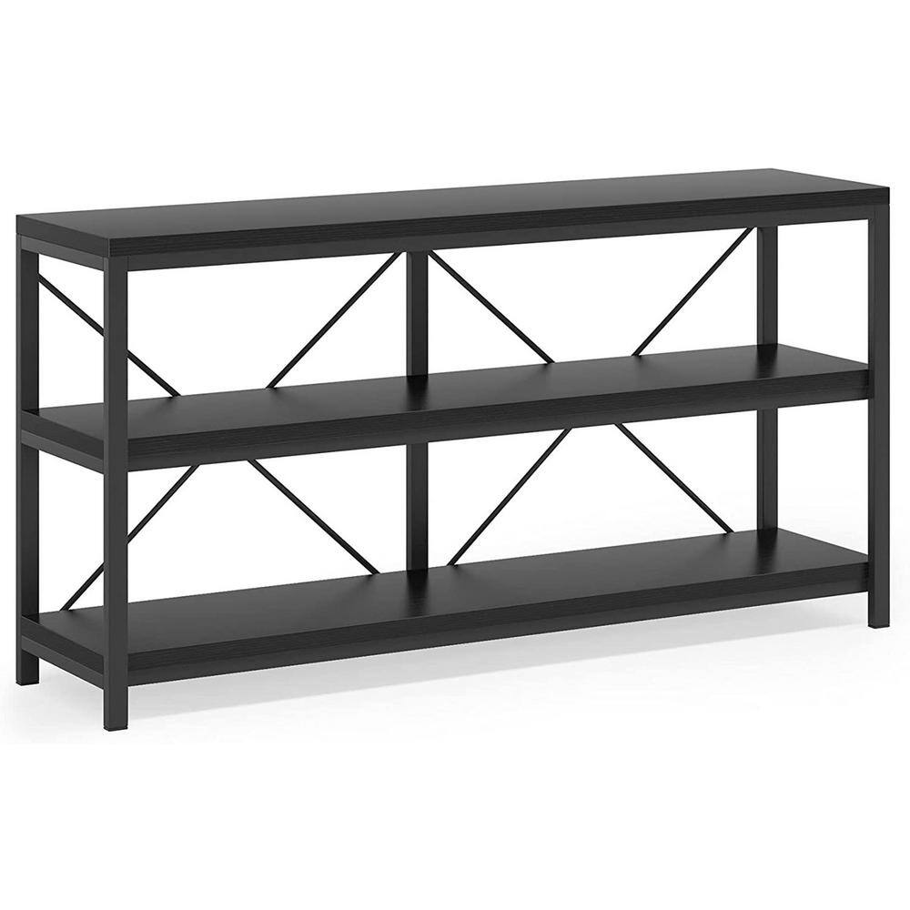 BYBLIGHT Turrella 55 in. W Black 3Tiers Narrow Long Rectangle Wood