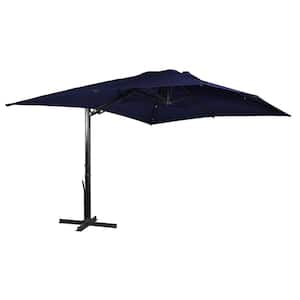 10x13 ft.  360°  Rotation Square Outdoor Cantilever Patio Umbrella in Navy Blue