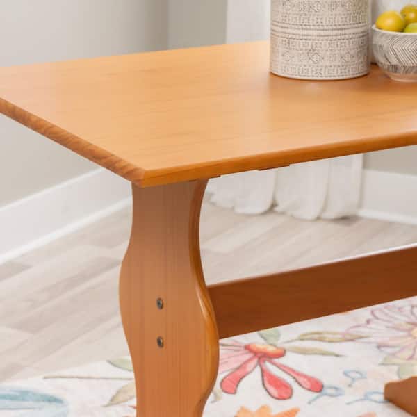 Linon Home Decor Zoe Natural Honey Brown Wood 43.25 in. Trestle