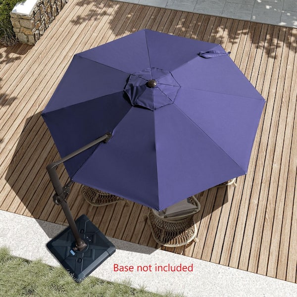 Pellebant 10 ft. Round Aluminum Outdoor Heavy-Duty 360° Rotation Cantilever Patio Umbrella in Navy Blue with No Base