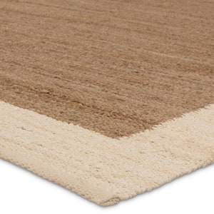 Query 9 ft. x 12 ft. Brown/Tan Bordered Handmade Area Rug