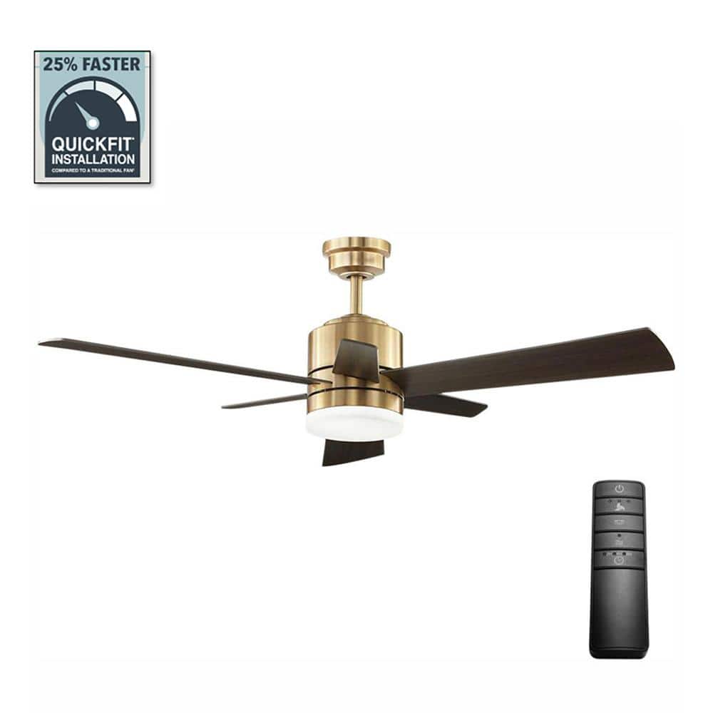 52-Inch Golden Modern Ceiling Fan with 5 Reversible Blades, Frosted Light  Kit, Remote Control, Quiet & Eco-Friendly Chandelier Fan Light