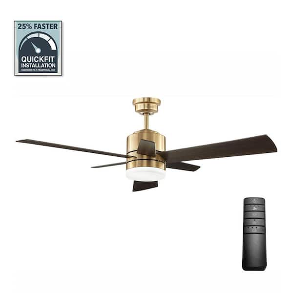 Home Decorators Collection Hexton 52 in. Indoor Integrated LED Brushed Gold Ceiling Fan with Light Kit, Remote Control and 6 Reversible Blades