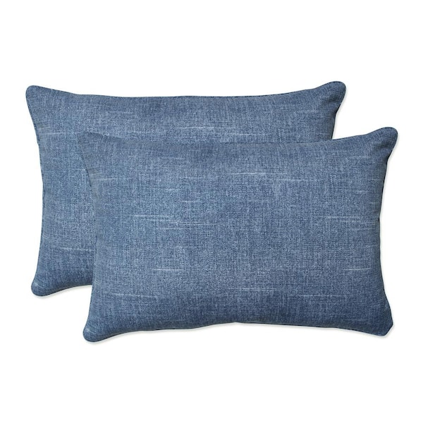 Pillow Perfect Solid Blue Rectangular Outdoor Lumbar Throw Pillow 2-Pack