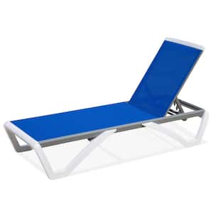 Outdoor Chaise Lounge with Blue Textilene Fabric Aluminum Frame Set of 1