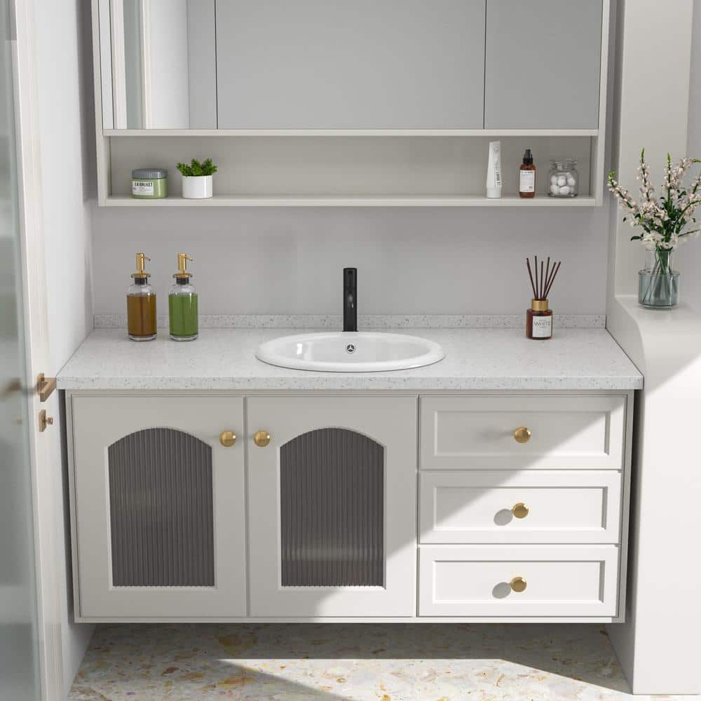 Glossy White Oval Ceramic Vessel Bathroom Sink