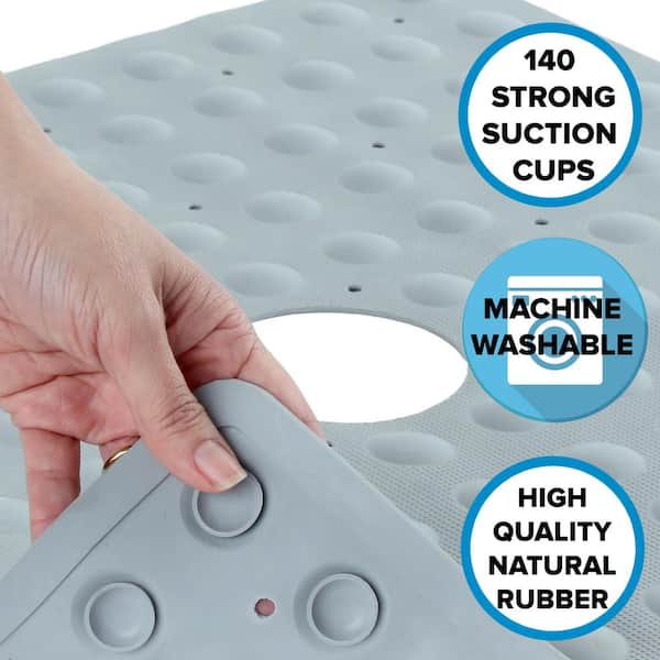 SlipX Solutions Essential Square Shower Mat, 21x21, Grippy Textured  Surface, 25% Stronger Suction Cups, Non-Slip Shower Floor Mat for Bathers  of All