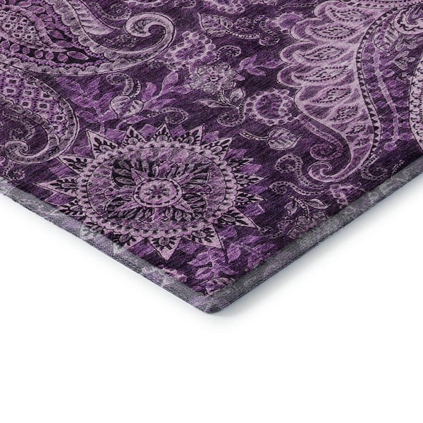 Mayfield Premium Machine Washable Abstract AMF1078 Purple 3 ft. x 5 ft. Area Rug