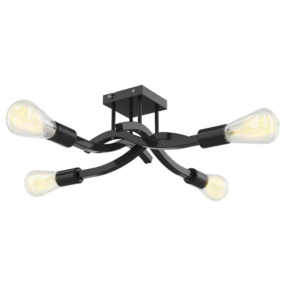 4-Light Black Semi Flush Mount Ceiling Light Fixture price history on PriceWatchPro