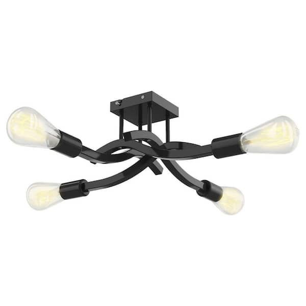 Nersunda 4-Light Black Semi Flush Mount Ceiling Light Fixture