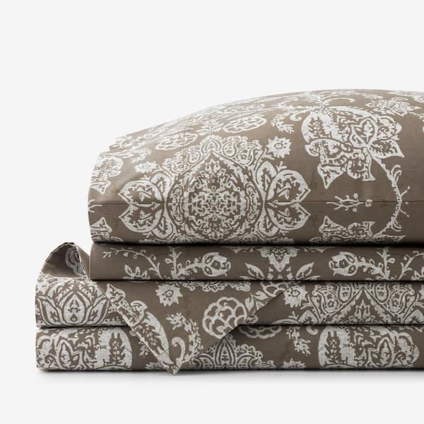 The Company Store Legends Luxury Imperial Damask Mocha Sateen Queen Sheet Set