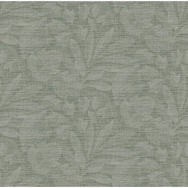 A-Street Prints Lei Jade Etched Leaves Wallpaper