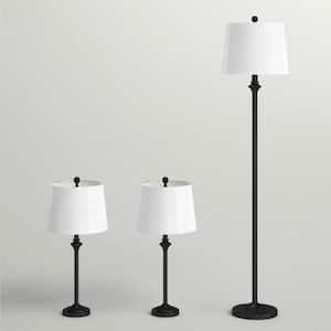 Cleveland 57.5 in. H Baked Black 3-Piece Traditional Standard Floor Lamp (3-Pack)