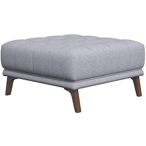 Allen Mid-Century Light Grey Tufted Square Tight Back Polyester Blend Upholstered Ottoman