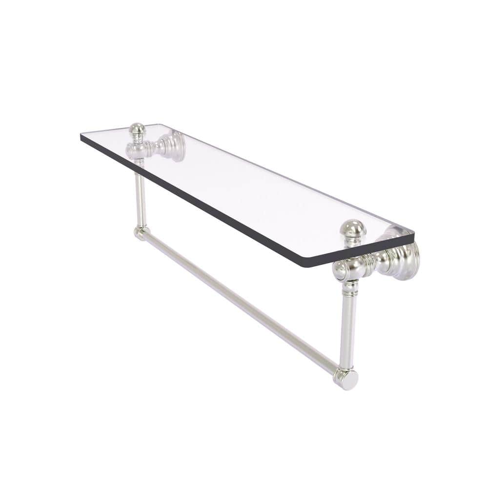Carolina 22in. x 7in. x 5.54in. Brass Rectangular Glass Shelf with Integrated Towel Bar in Satin Nickel price history on PriceWatchPro