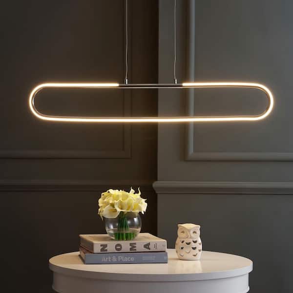 JONATHAN Y Ned 39 in. Dimmable Adjustable Integrated LED Chrome Metal Linear Pendant