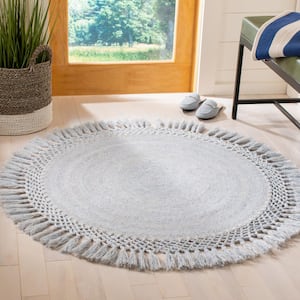 Sahara Blue 3 ft. x 3 ft. Round Solid Area Rug