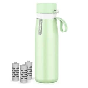 18.6 oz. Insulated Stainless Steel Premium Filtering Water Bottle with 3 Filters in Green