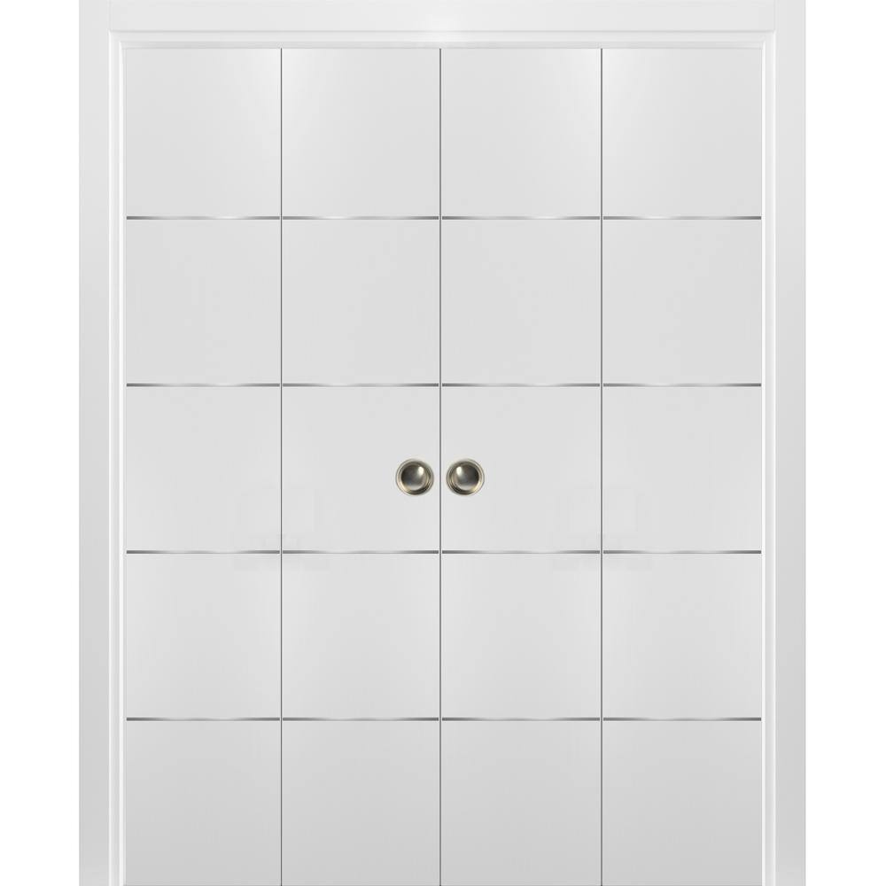 Sartodoors 0020 96 in. x 84 in. Flush Solid Wood White Finished Wood