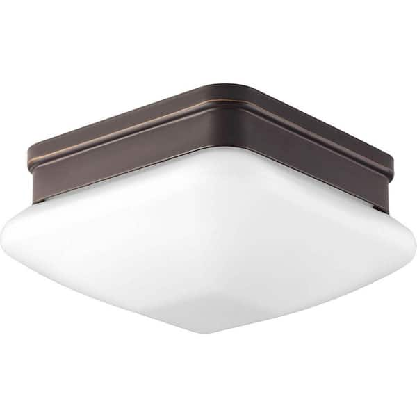 Progress Lighting Appeal Collection 1-Light Antique Bronze Flush Mount with Square Opal Glass