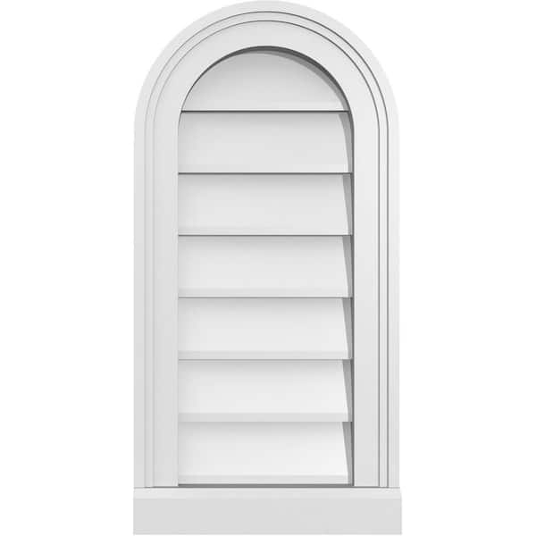 Ekena Millwork 12 in. x 24 in. Round Top White PVC Paintable Gable Louver Vent Non-Functional