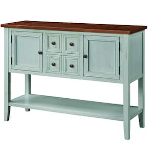 Retro Blue Cambridge Series Buffet Sideboard Console Table with Bottom Shelf