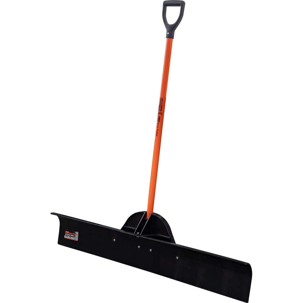 56-Inch Orange Fiberglass Handle Snow Shovel with Black Polyethylene Blade