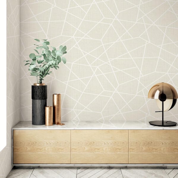 Heath Cream Geometric Linen Vinyl Strippable Roll (Covers 60.8 sq. ft.)
