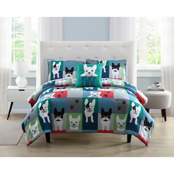 Kute Kids 2 Piece Puppy Patchwork, Twin Size Bed Comforter Set