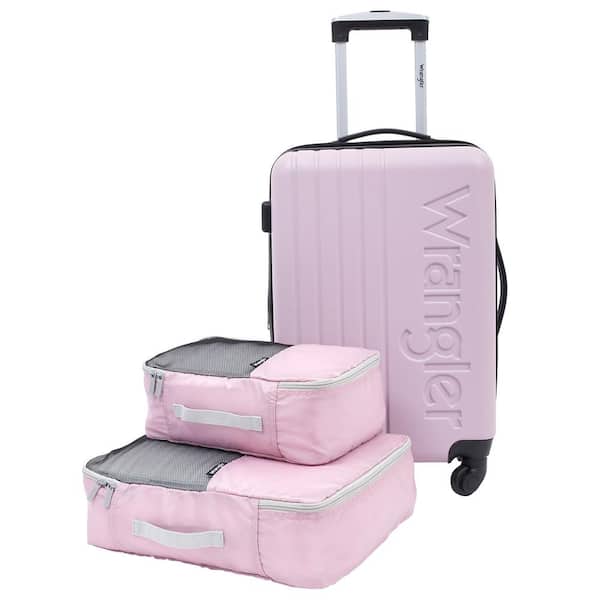 Wrangler 3pc EXPANDABLE ROLLING CARRY-ON SET with 2 PackING CUBES and SPINNER WHEELS (CARRY-ON)