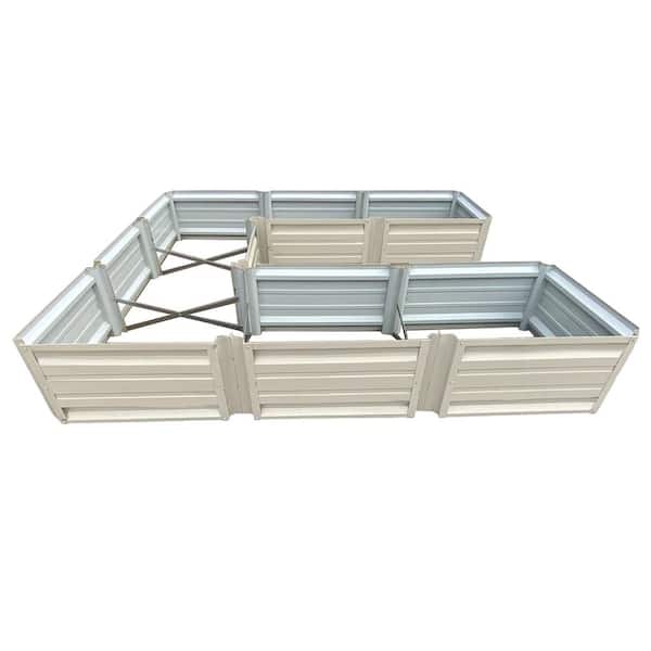 ALL METAL WORKS 108 inch by 108 inch U Shaped Light Stone Metal Planter Box