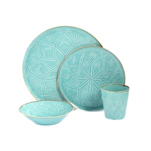 Christina Seasons 4 Piece Turquoise Porcelain Dinnerware Place Setting w/Mug (Serving Set for 1)