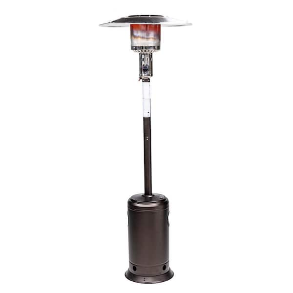 Anvil 47,000 BTU Brown Steel Outdoor Propane Standing Patio Heater 88 in. Tall Outdoor Heater with Wheels