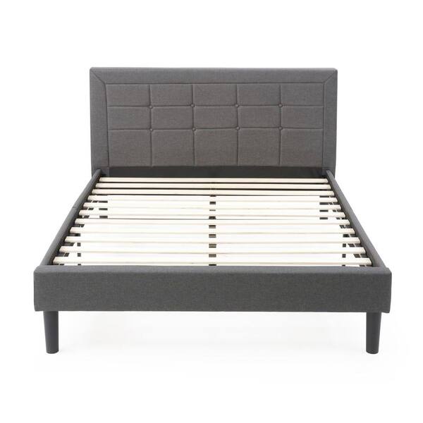 Decoro Bethel Grey Full Upholstered Platform Bed Headboard And Wood Frame With Wood Slat Support J00103 0403 The Home Depot