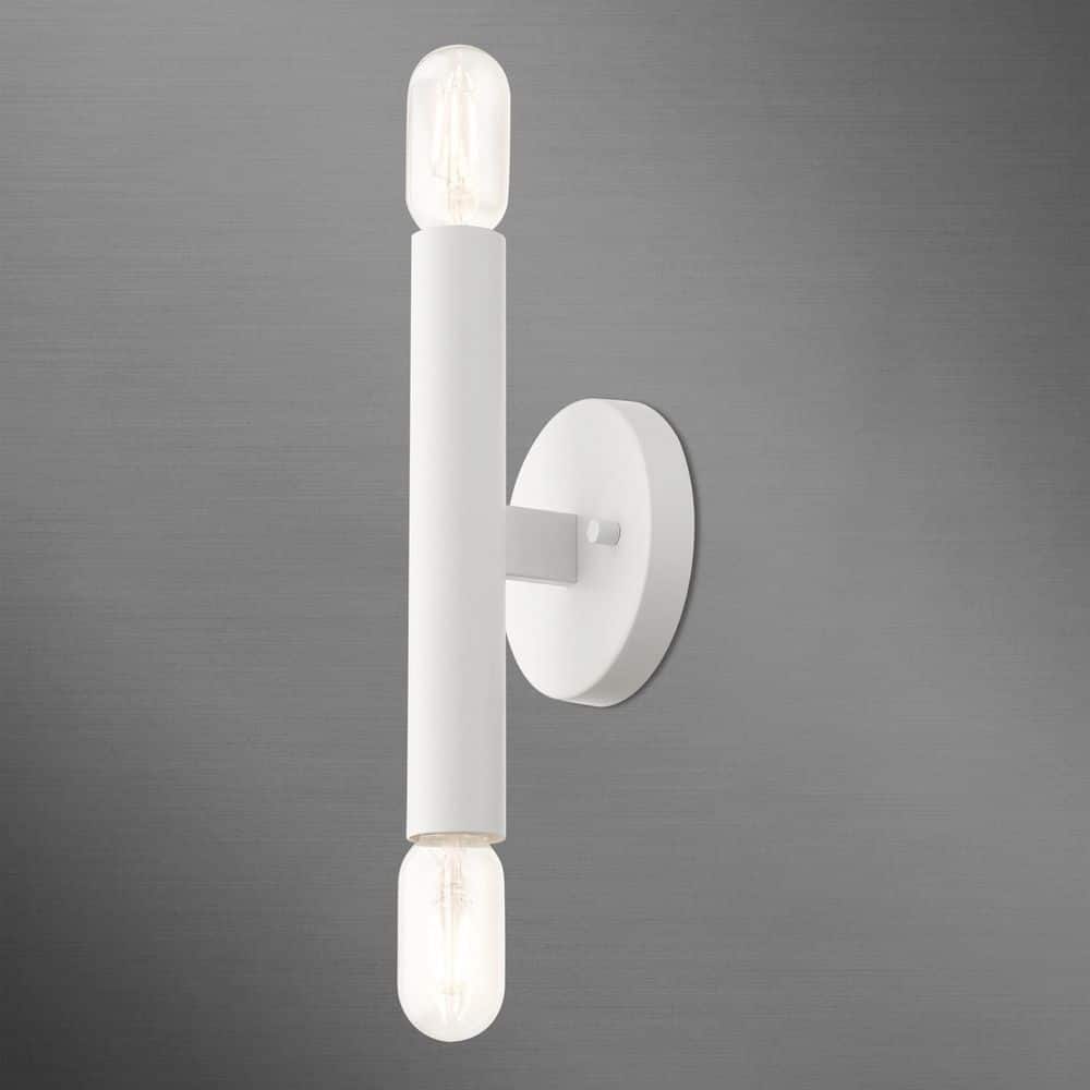 White Steel 2-Light Dimmable Wall Sconce