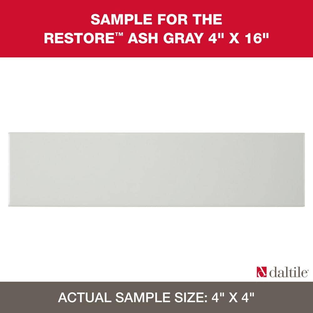 Daltile Restore Ash Gray 4 in. x 4 in. Glazed Ceramic Sample Tile