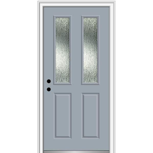 MMI Door 30 in. x 80 in. Right-Hand/Inswing Rain Glass Storm Cloud Fiberglass Prehung Front Door on 4-9/16 in. Frame