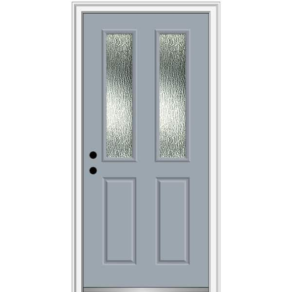 34 in. x 80 in. 3/4 Oval Lite Wendover Black Cherry Stained Fiberglass  Prehung Right-Hand Inswing Front Door