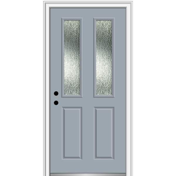 MMI Door 32 in. x 80 in. Right-Hand/Inswing Rain Glass Storm Cloud Fiberglass Prehung Front Door on 4-9/16 in. Frame