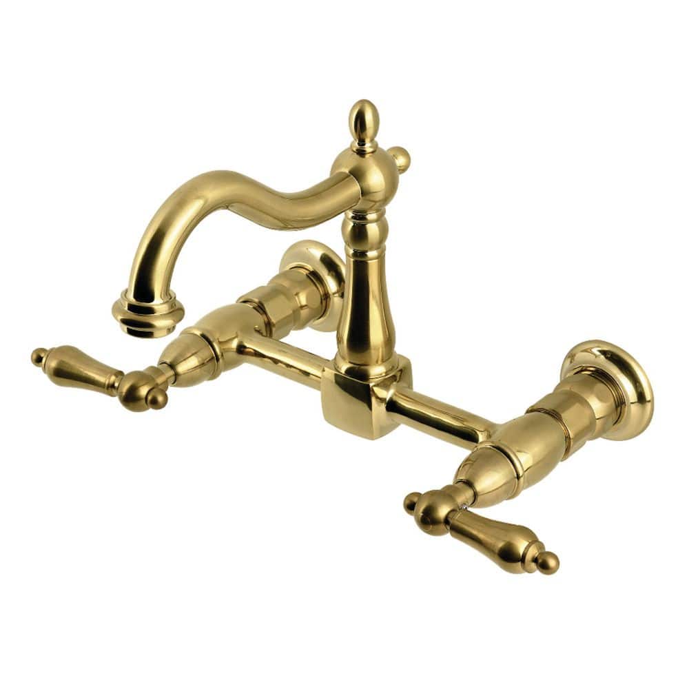Heritage 2-Handle Wall-Mount Standard Kitchen Faucet in Brushed Brass price history on PriceWatchPro