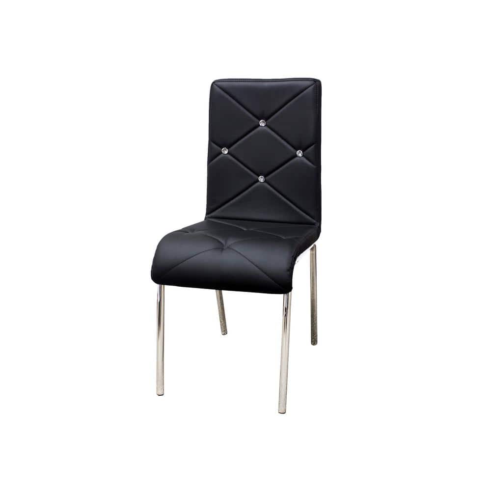 Black Glass and Chrome 5-Piece Dinette Set with Faux Leather Chairs