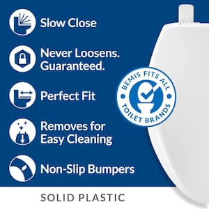 Affinity Soft Close Round Closed Front Plastic Toilet Seat in White Never Loosens and Free Installation Tool