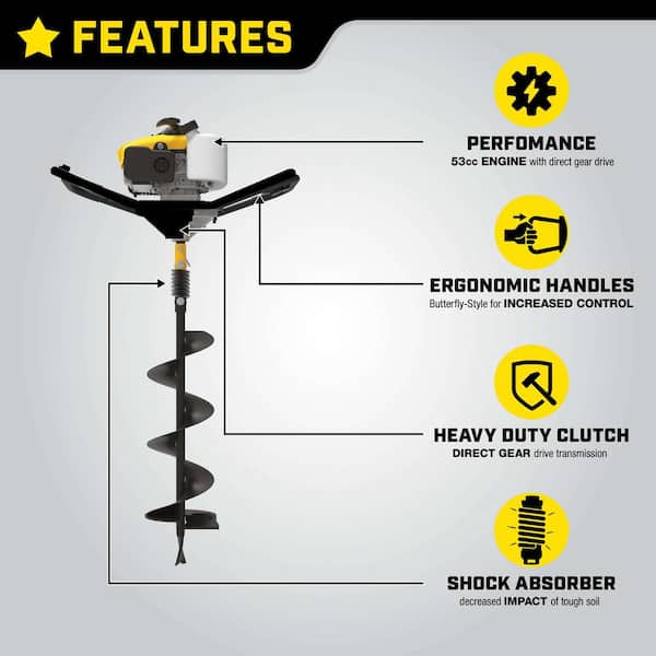 Champion Power Equipment 53cc 4-Cycle Gas Powered 1-Man Earth
