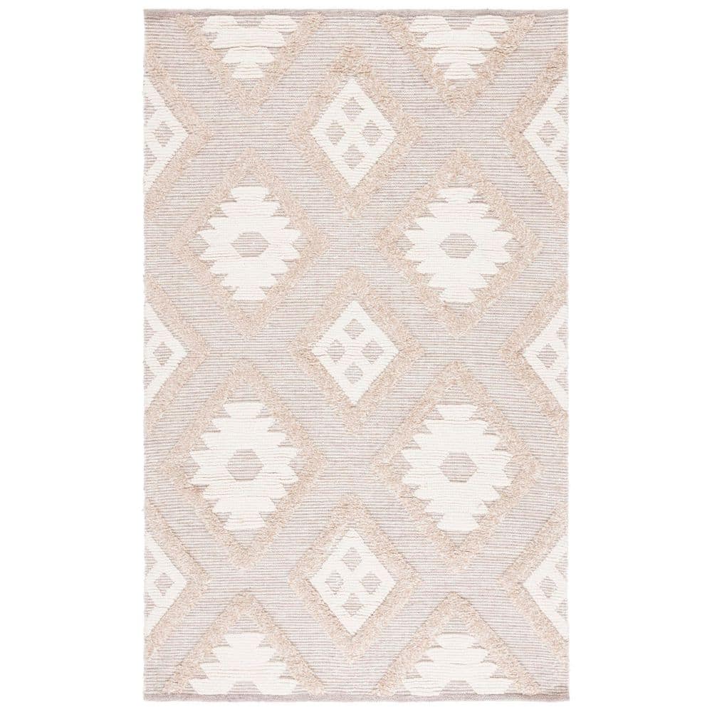 SAFAVIEH Natura 4 ft. x 6 ft. Brown/Ivory Diamond Marle Area Rug ...