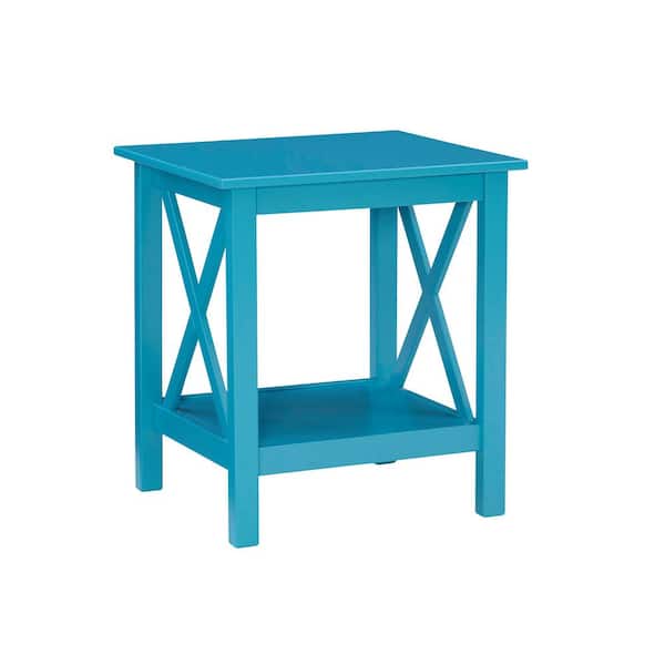 Linon Home Decor Ramsey 20 in. Teal Rectangle Wood End Table with Shelf