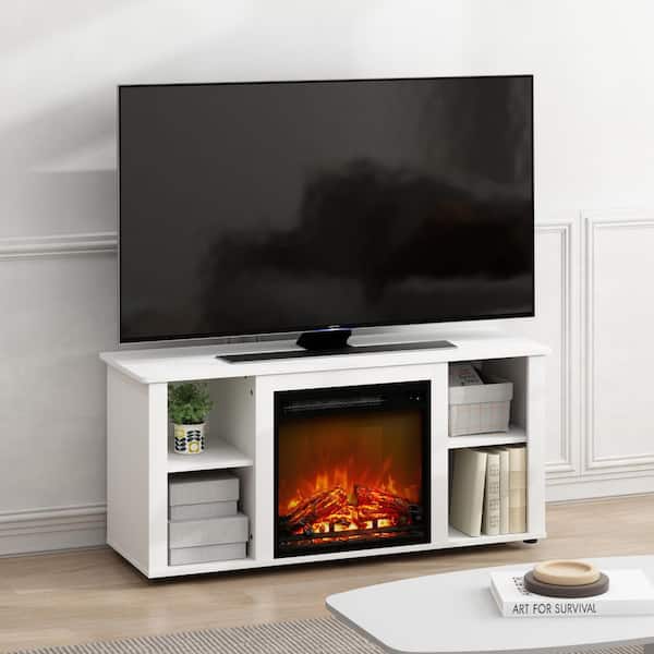 Jensen White TV Stand Entertainment Center Fits TV's up to 55 in. with Fireplace