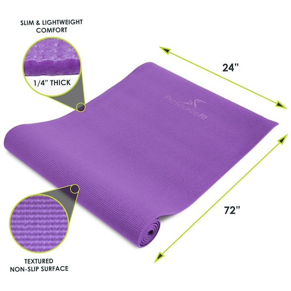 Pro Space Pink High Density TPE Yoga Mat 72 in. L x 24 in. W x 0.24 in.  Pilates Exercise Mat Non Slip (12 sq. ft.) TYM7224024P - The Home Depot