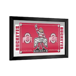 The Ohio State University Brutus 26 in. W x 15 in. H Wood Black Framed Mirror