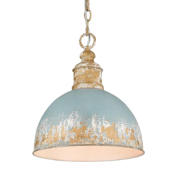 Alison 1-Light Vintage Gold Medium Pendant with Metal Shade